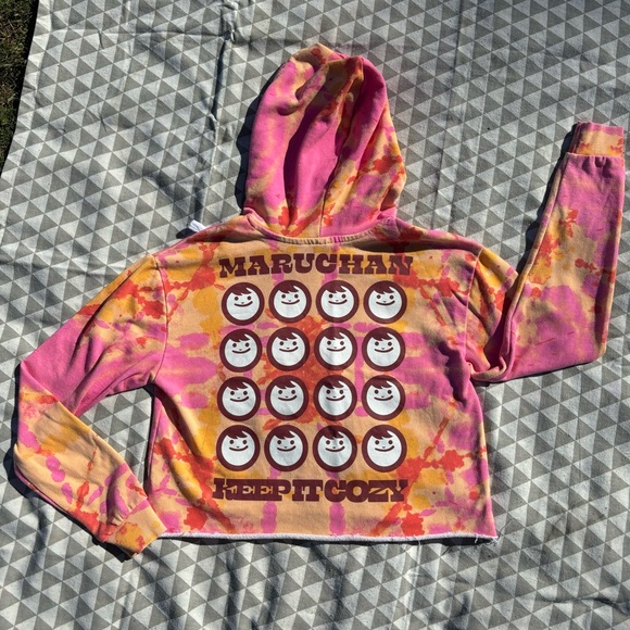 Maruchan Pink & Orange Tie-Dye Crop Top Hoodie XS - Picture 5 of 6